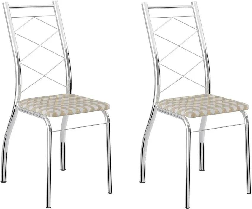 Cadeiras para Cozinha Kit 2 Cadeiras 1710 Retrô/Cromado - Carraro Móveis