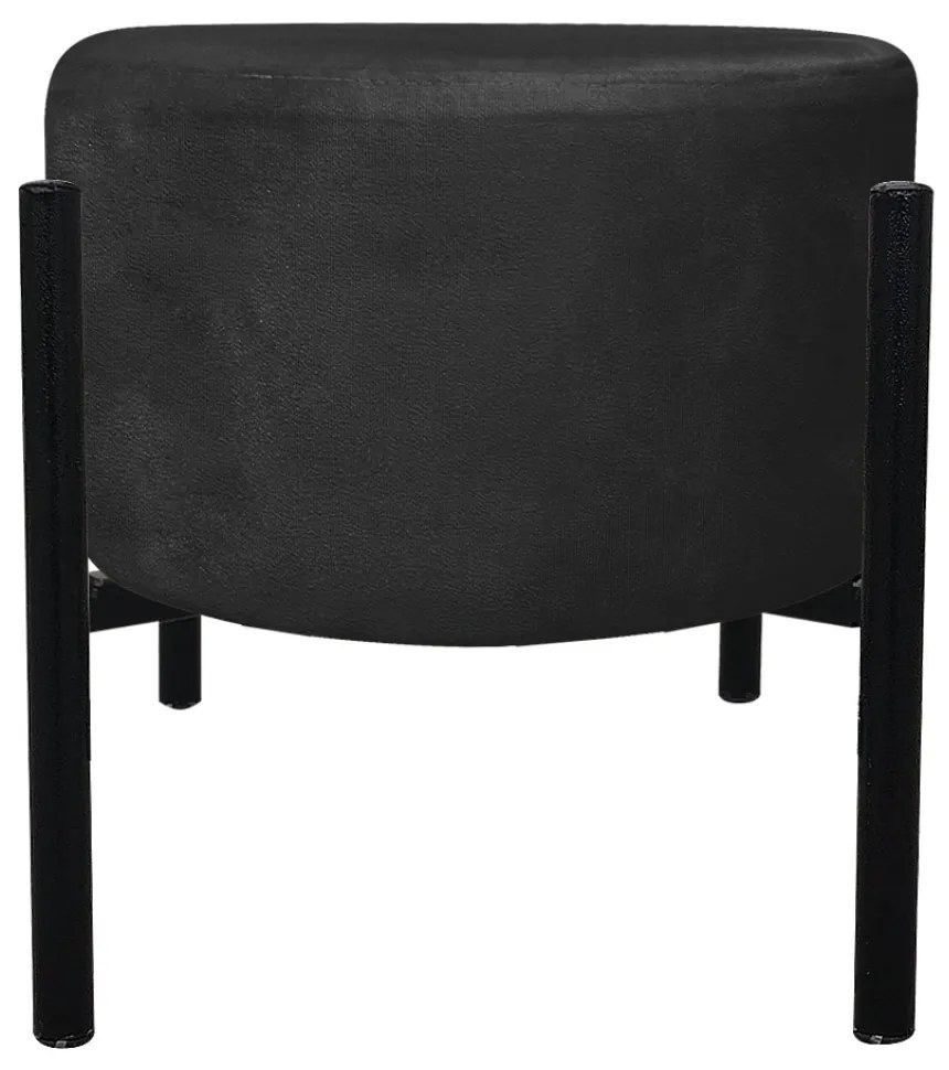 Puff Banqueta Decorativo Industrial Preto Kit 2 Iron Suede D03 - D'Rossi - Preto