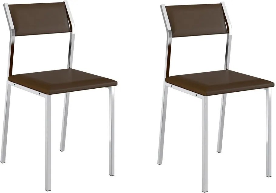 Cadeiras para Cozinha Kit 2 Cadeiras 1709 Cacau/Cromado - Carraro Móveis