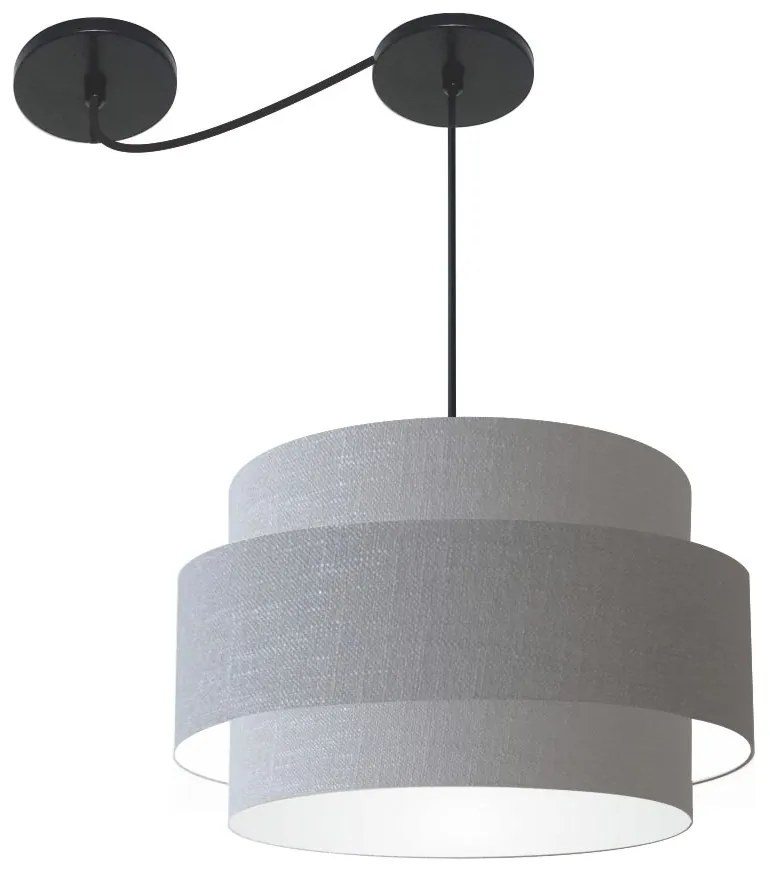 Lustre Sala de Jantar Com Desvio Vivare Md-4400 Cúpula em Tecido 55cm