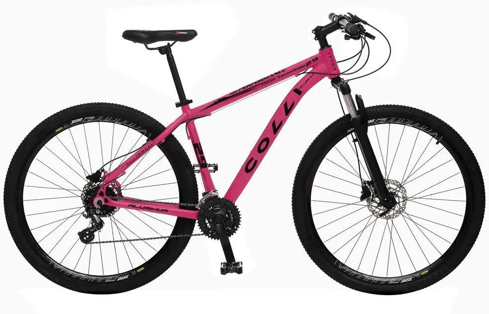 Bicicleta Esportiva Aro 29 Altus Shimano Suspensão Freio a Disco 531-T Quadro 18 Alumínio Rosa Neon - Colli Bike