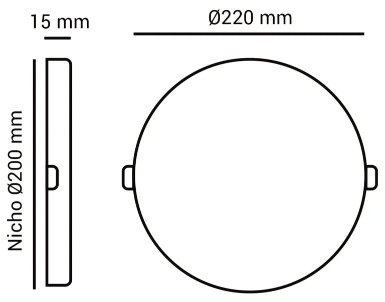 Luminária Semi Embutida Redondo 22W 4000K Led Bivolt Ø17X1,5Cm Downlig...