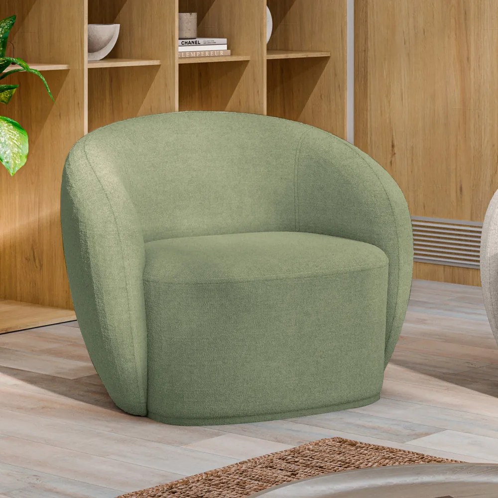 Kit 2 Poltronas Decorativas Sala de Estar Íbis Encosto Fixo Bouclê Verde G33 - Gran Belo