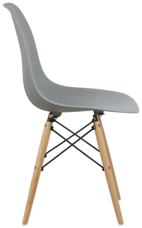 Cadeira Eiffel Eames Base Madeira Kit 4 Sala de Jantar Cinza R02 - D'Rossi