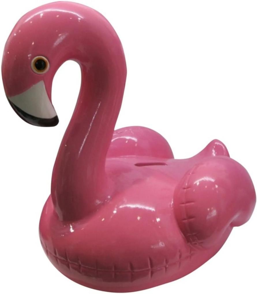 Cofrinho Decorativo em Cerâmica Flamingo Rosa Urban Home