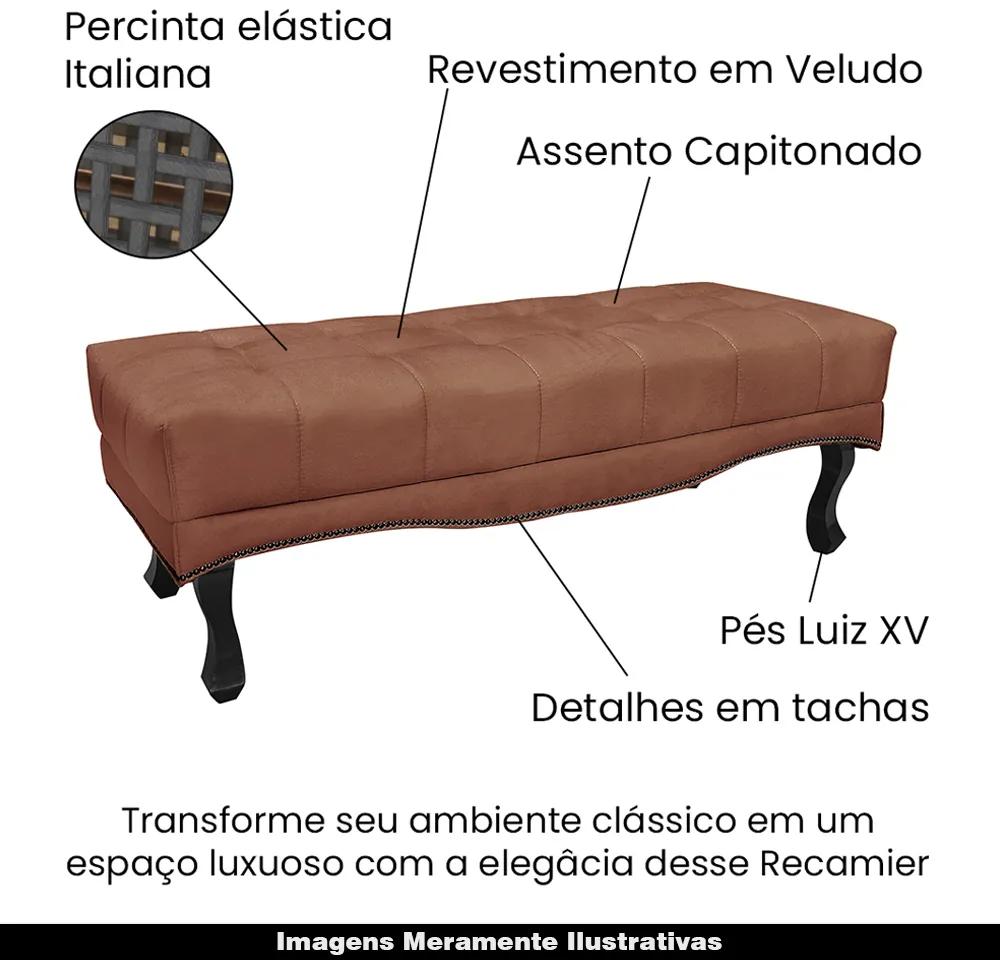 Recamier Decorativo 140cm Loewe Veludo Pés de Madeira Cobre G63 - Gran Belo