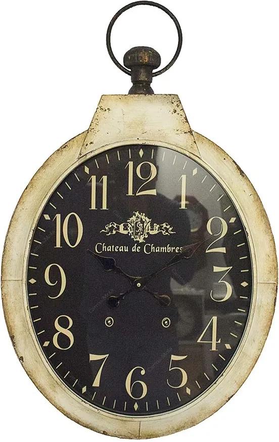 Relógio de Parede Chateau Branco com Fundo Escuro Oval