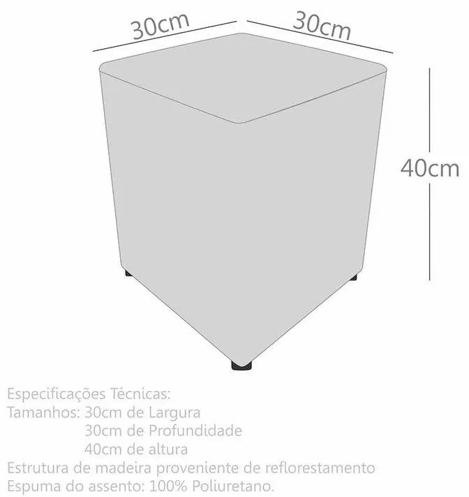 Mini Puff Pop Quadrado em Couro Sintético - Branco