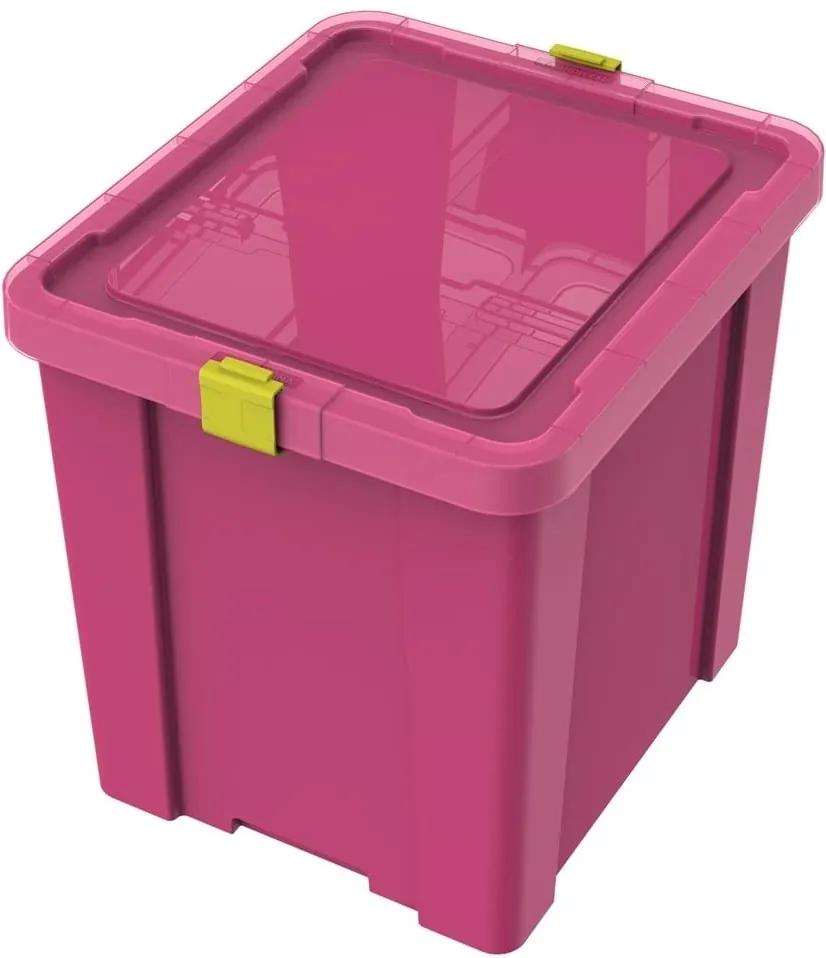 Caixa Organizadora Tramontina Basic com Tampa em Plástico Pink 42 L Tramontina 92552060