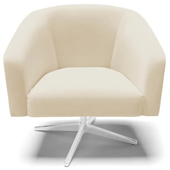 Poltrona Decorativa Giratória Cromada Stella Linho D03 - D'Rossi - A19 Bege