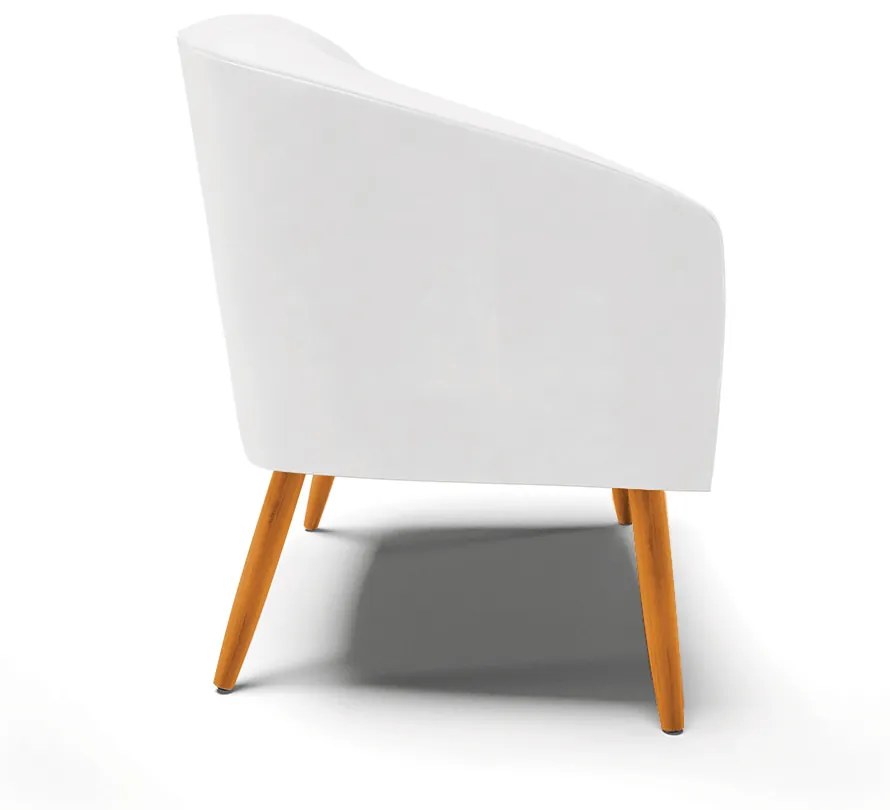 Poltrona Decorativa Pé Palito Castanho Stella Sintético PU D03 - D'Rossi - Branco