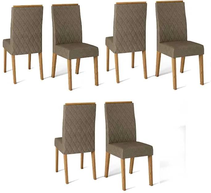 Conjunto 6 Cadeiras Cássia Carvalho Nobre Tecido Pecan