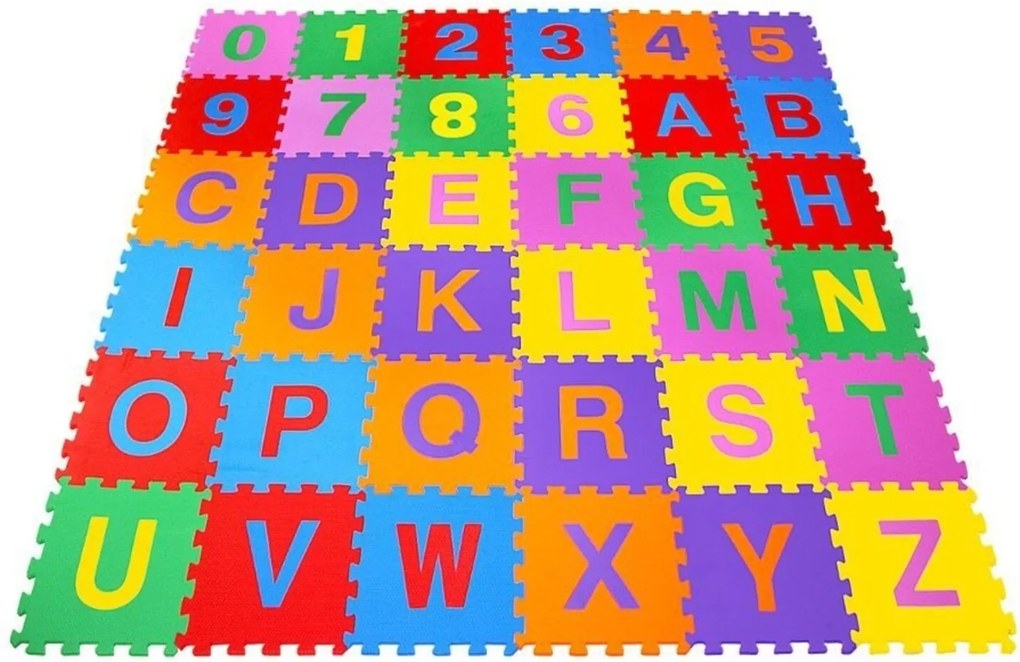 Alfabeto E Números Encaixados EVA Coloridos 36 Placas