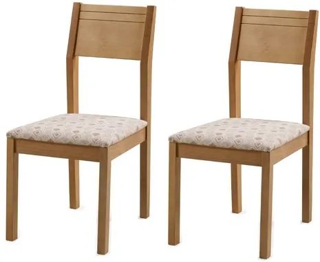 Kit 2 Cadeiras Clean Encosto Madeira e Assento Estofado - Amêndoa