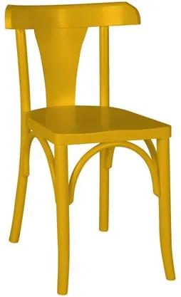 Cadeira Felice em Madeira Maciça e Pintura Laca Fosca - Amarelo