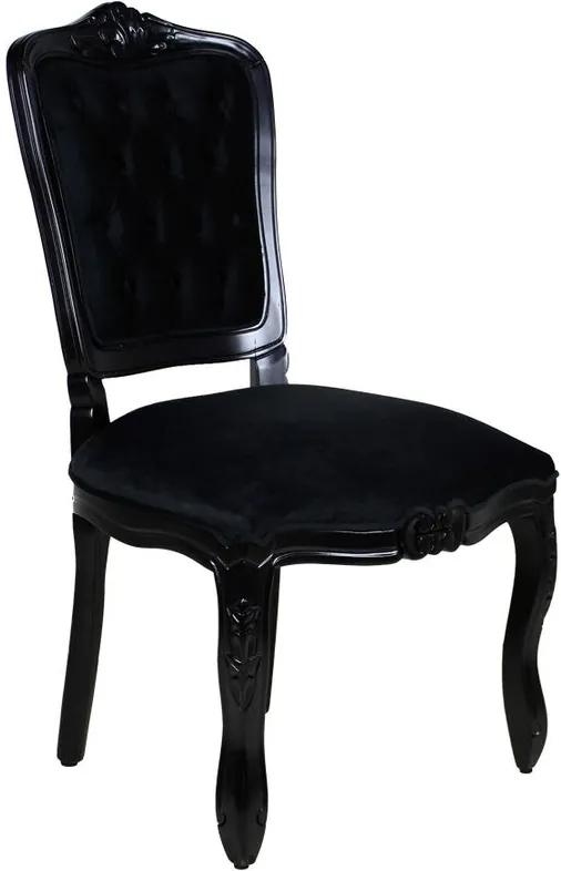 Cadeira de Jantar Luis XV Preto Fosco Capitonê - Wood Prime PTE 38746