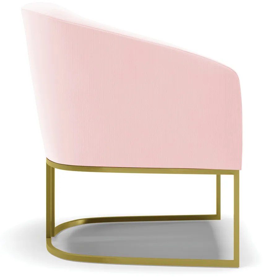 Poltrona Decorativa Industrial Dourado kit 2 Stella Suede D03 - D'Rossi - Rosa Bebê