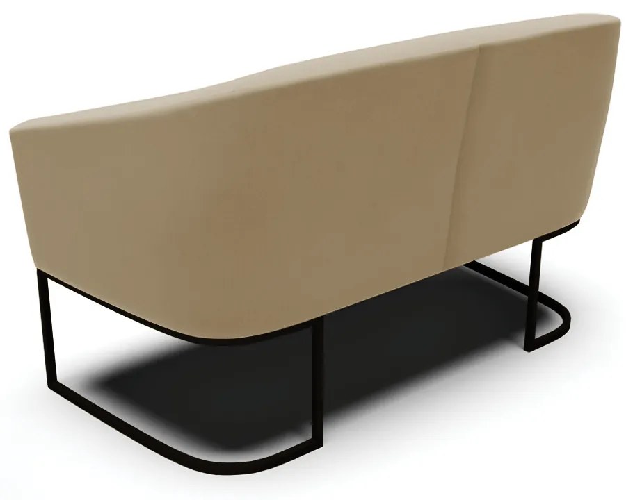 Sofá 2 Lugares Namoradeira Industrial Preto Stella Suede D03 - D'Rossi - Marrom Rato