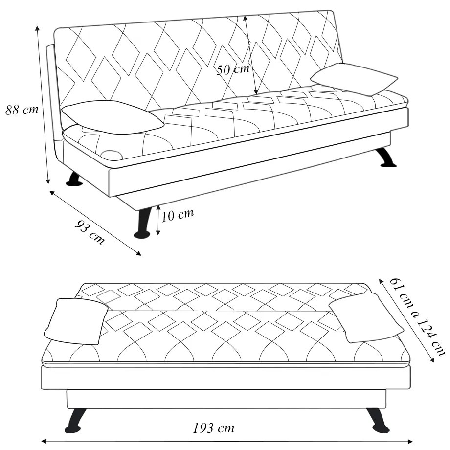 Sofá Cama Sala de Estar 193cm Belinda com Pés Alumínio Linho Off White G45 - Gran Belo