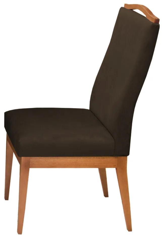 Conjunto 4 Cadeiras Decorativa Lara Aveludado Marrom