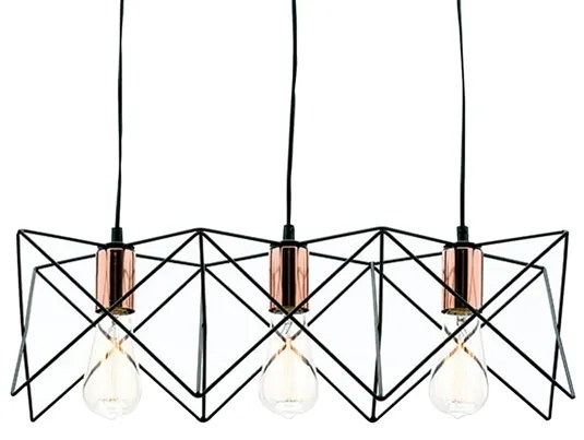 Pendente Metal Cobre Preto 56x19cm