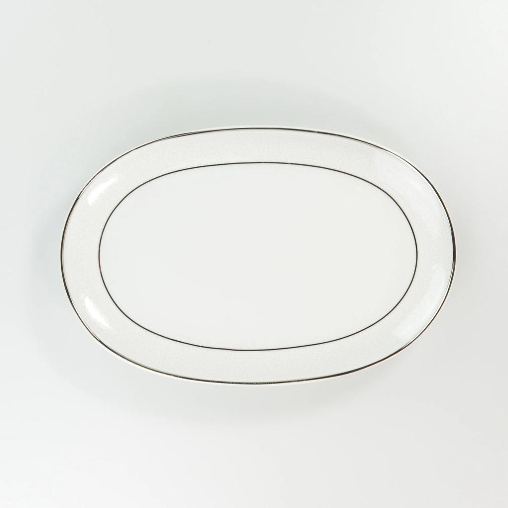 Travessa Rasa Oval 28 cm Porcelana Schmidt - Dec. Renda Branca
