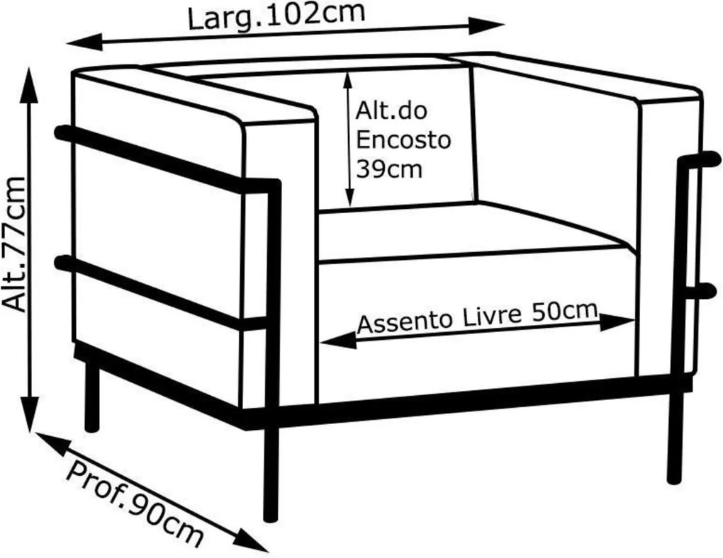 Sofá 1 Lugar Madri Corano Preto - Gran Belo