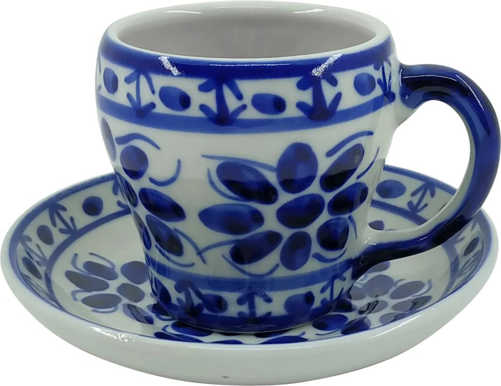 Xícara de Chá com Pires em Porcelana Azul Colonial 200 ml