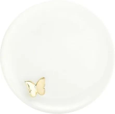 Prato Decorativo em Cerâmica Branco Butterfly Urban