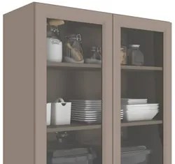 Armário Cristaleira para Cozinha 4 Portas 70cm Duna P09 Fumê - Mpozena