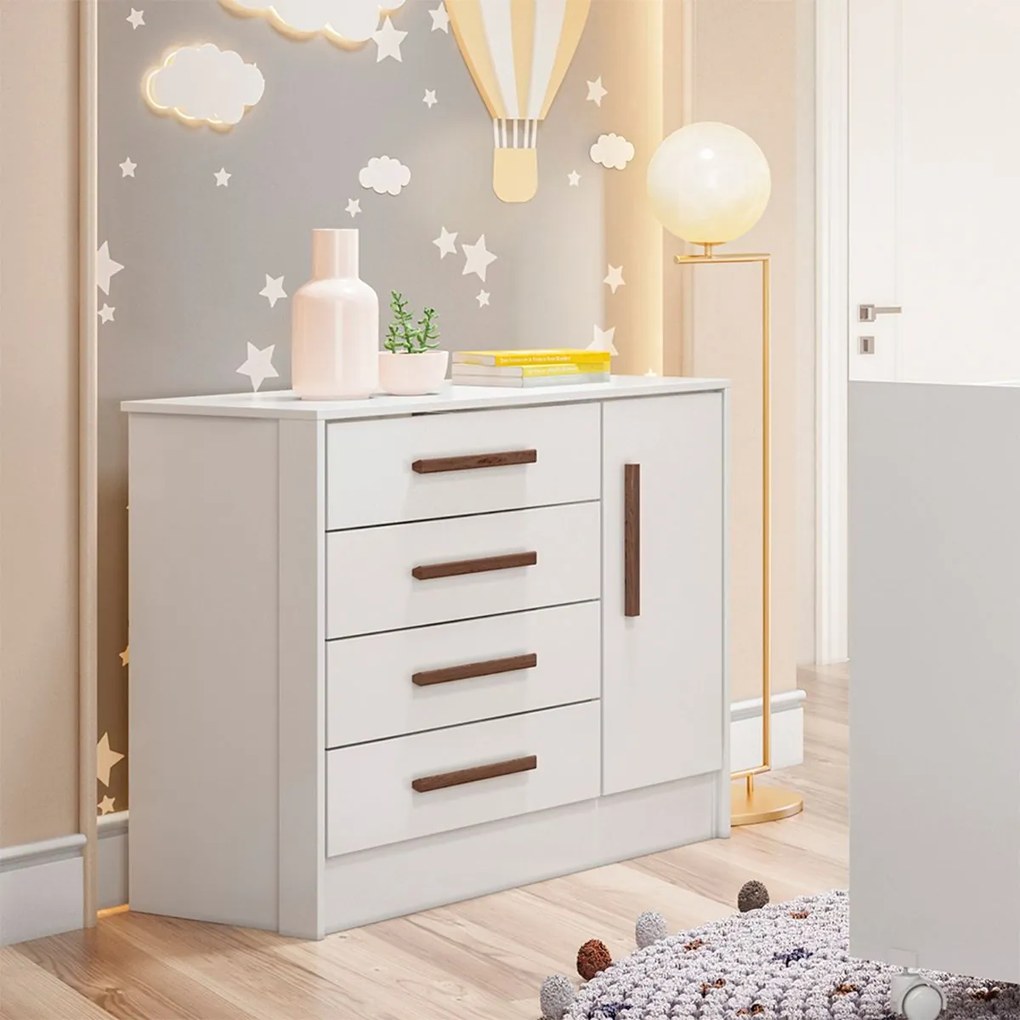 Comoda Sapateira 1 Porta e 4 Gavetas Alice Q01 - ADJ Decor