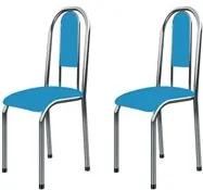 Kit 2 Cadeiras Anatômicas 0.122 Estofada Cromado/Azul - Marcheli