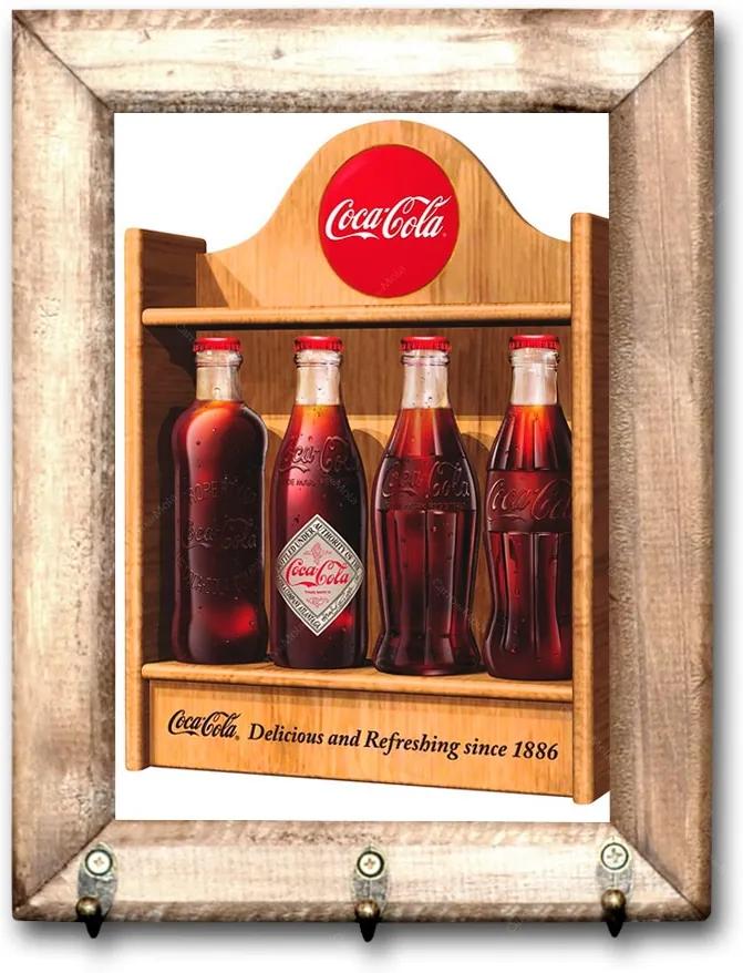 Porta Chaves Engradado Retrô da Coca-Cola com Moldura em Madeira