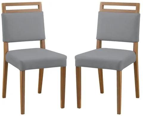 Kit 2 Cadeiras de Jantar Estofada Cinza em Veludo Marken