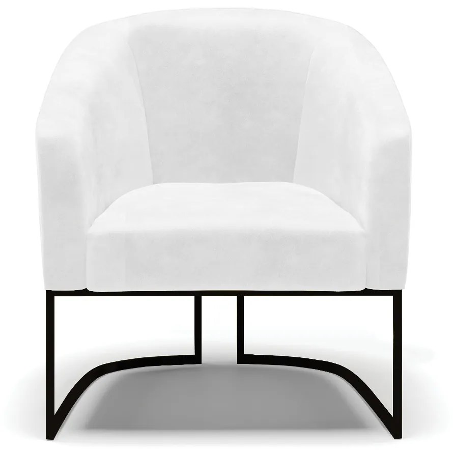 Poltrona Decorativa Industrial Preto Kit 2 Stella Sintético PU D03 - D'Rossi - Branco