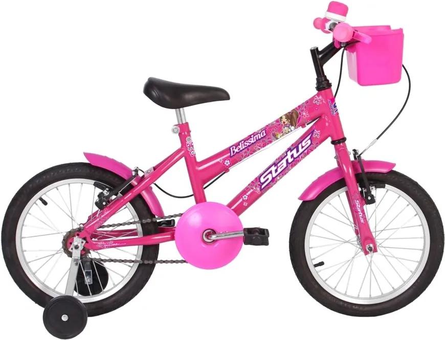 Bicicleta Infantil Aro 16 Status Bike Belissima - Rosa