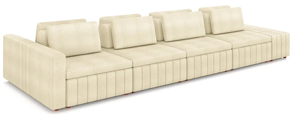 Sofá Ilha com Encosto e Almofadas Móveis Olimpo 425cm Modulado Bouclê Off White G45 - Gran Belo