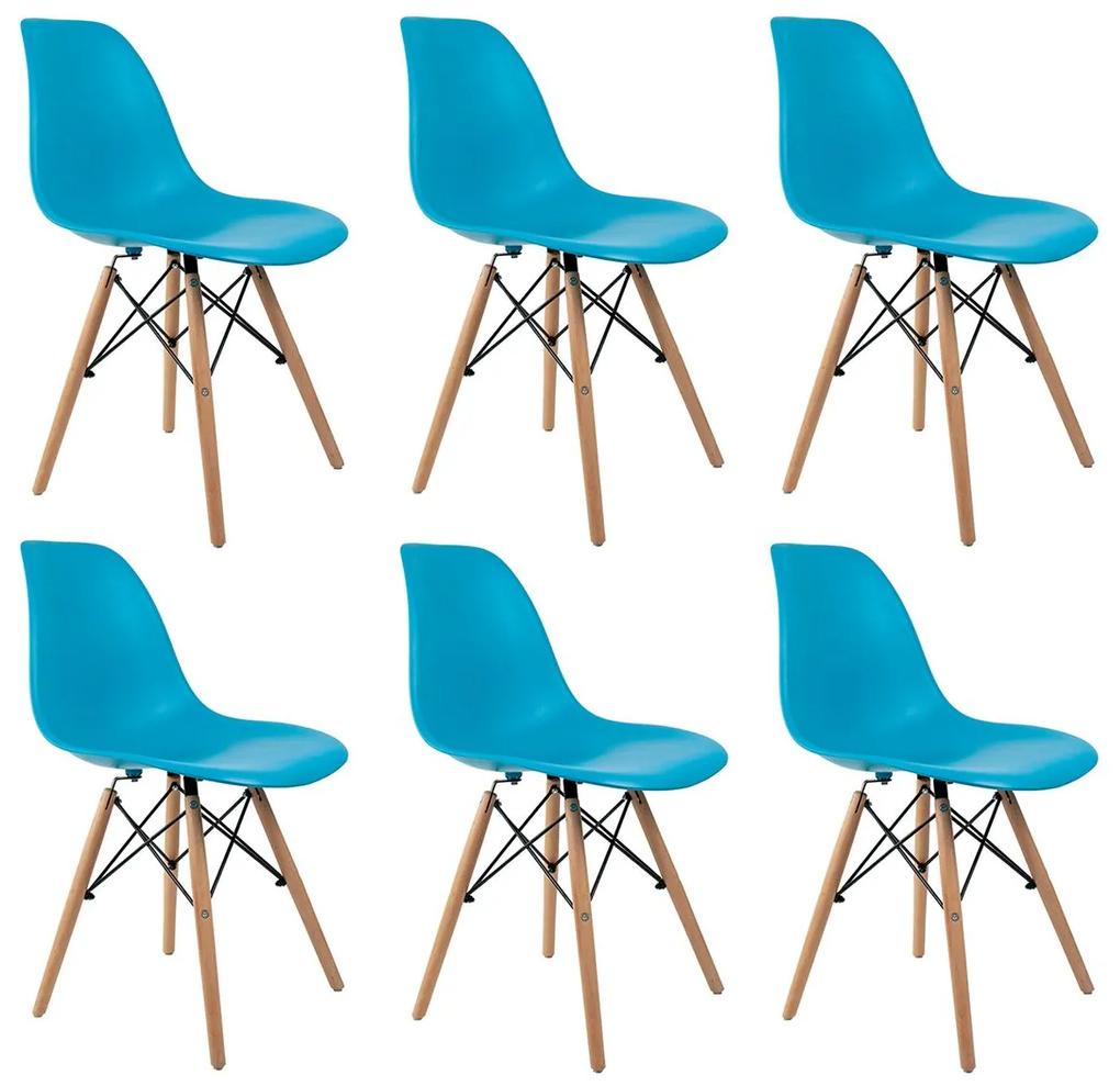 Conjunto 6 Cadeiras Eames Azul Turquesa Dsw - Empório Tiffany