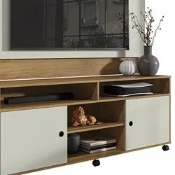 Painel para TV 60 Pol Suíça com Rack Bancada Reno Freijó/Cinza Cristal