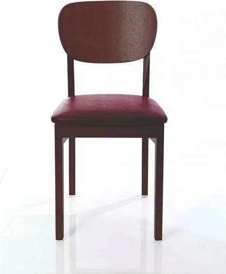 Cadeira sem braços de madeira tauari com estofado vinho e acabamento tabaco Tramontina 14203436