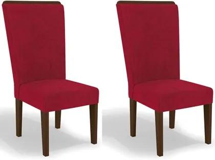 Kit 2 Cadeiras CAD112 para Sala de Jantar Walnut/Vermelho - Kappesberg