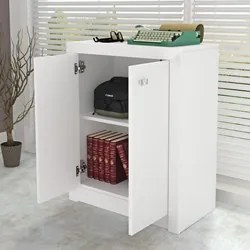 Estante ME4110 com Mesa 02 Gavetas ME4123 e Armário Baixo ME4103 Branc