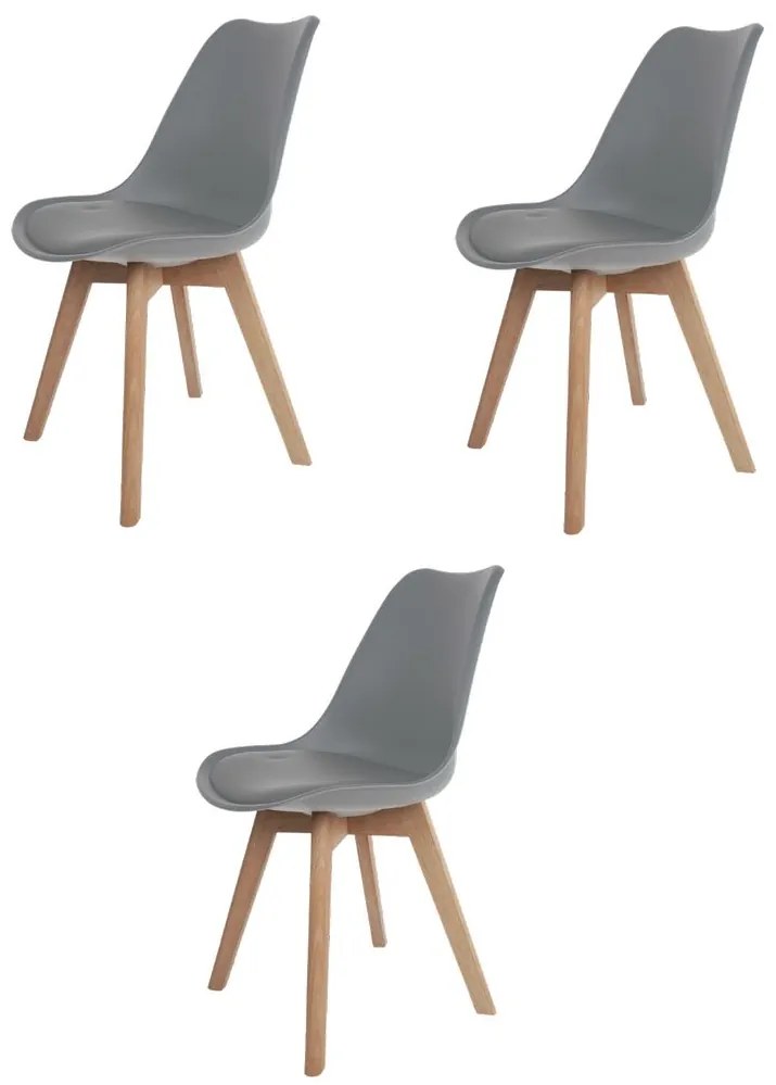 Conjunto 3 Cadeiras Saarinen Wood Cinza - Empório Tiffany