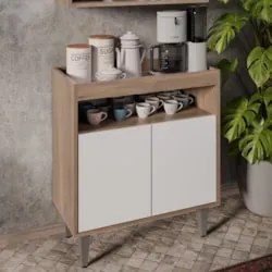 Balcão Aparador Buffet Cantinho do Café 71cm Lice Z34 Freijó/Branco -