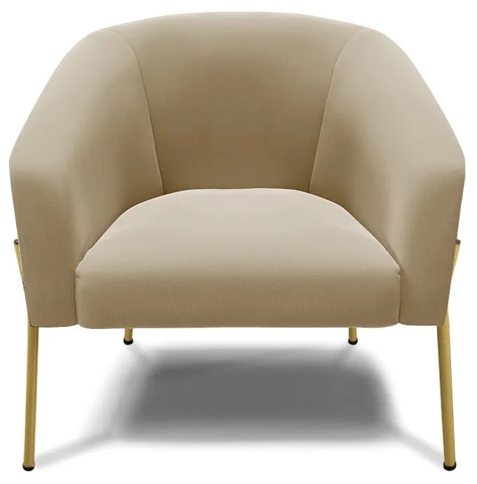 Poltrona Decorativa Pé de Ferro Dourado Kit 2 Stella Suede D03 - D'Rossi - Marrom Rato