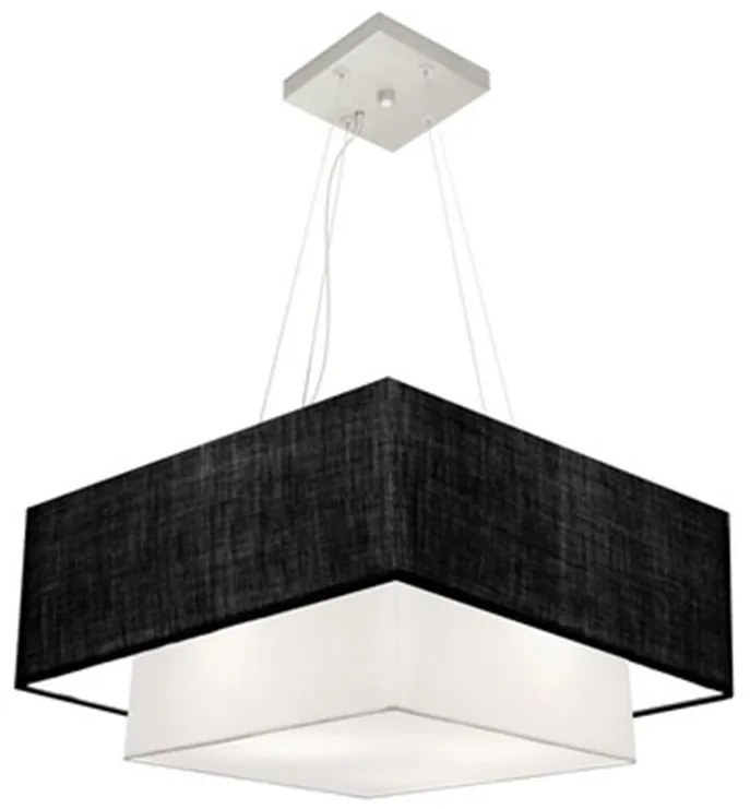 Lustre Pendente Duplo Quadrado Vivare Md-4347 Cúpula em Tecido 80x70cm - Bivolt