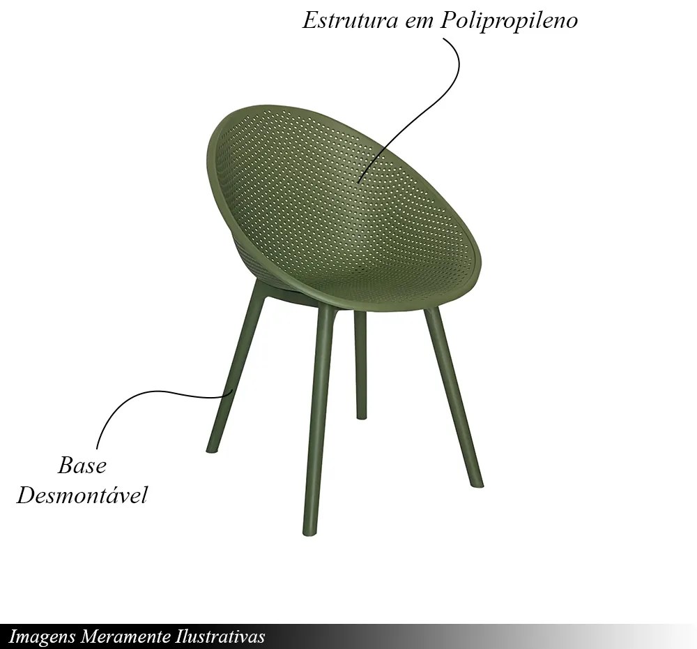 Kit 2 Cadeiras Área Externa de PP Marina com Base Desmontável Verde G56 - Gran Belo