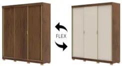 Guarda Roupa Casal 200cm 3 Portas Duke Flex Imbuia/Fendi V02 - Mpozena