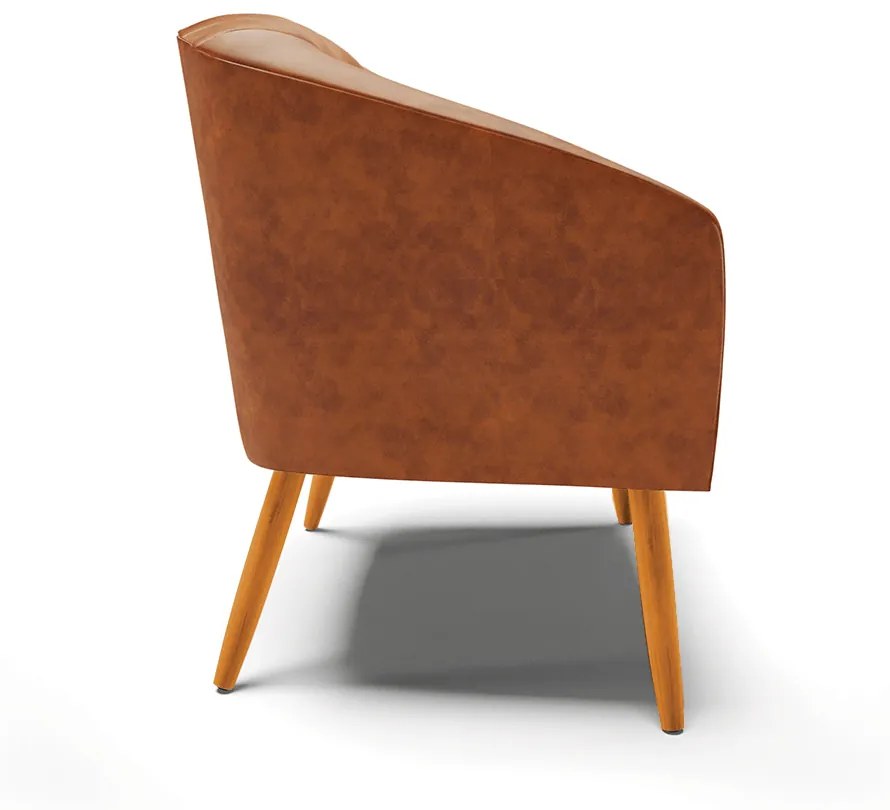 Poltrona Decorativa Pé Palito Castanho kit 2 Stella Sintético PU D03 - D'Rossi - Nozes