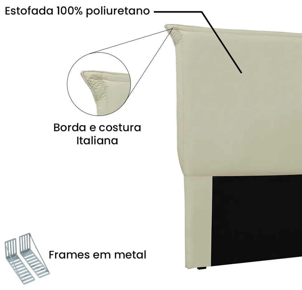 Cabeceira Garden Para Cama Box Solteiro 90 cm Corino - D'Rossi - Bege